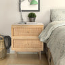 Martina Set of 2 Bedside Table 2 Drawer Storage Cabinet Solid Mango Wood Rattan