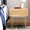 Martina Bedside Table 1 Drawer Storage Cabinet Solid Mango Wood Rattan