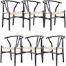 Anemone  Set of 6 Wishbone Dining Chair Beech Timber Replica Hans Wenger - Black