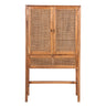 Jasmine Tall Storage Cabinet 90cm 2 Door 1 Drawer Mindi Wood Rattan - Brown