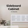 Jasmine Sideboard Buffet Table 160cm 4 Door Mindi Wood Rattan - White