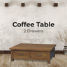 Birdsville Coffee Table 120cm 2 Drawer Solid Mt Ash Timber Wood - Brown