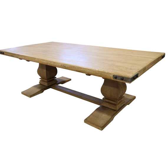 Gloriosa Coffee Table 140cm Pedestal Solid Mango Timber Wood - Honey Wash