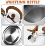 2.5 Liter Tea Whistling Kettle Stainless Steel Modern Whistling Tea Pot for Stovetop White