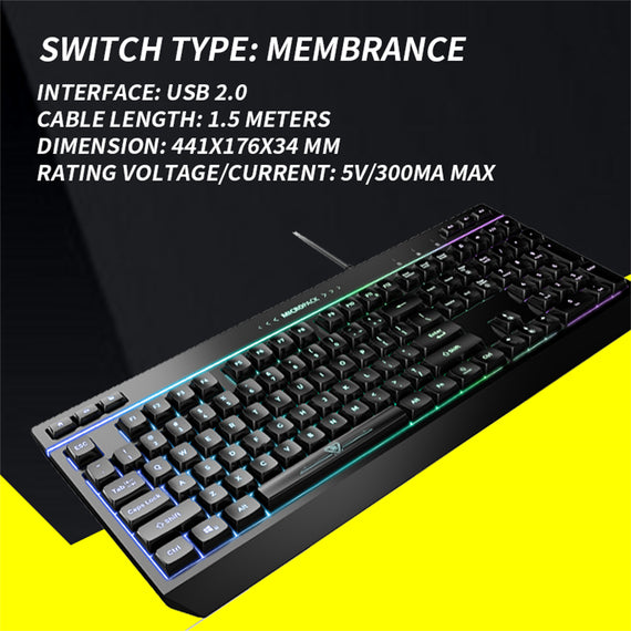 RGB Gaming Keyboard 8 Mode Light Effect 19 Game Anti Ghosting Keys 6 Function AU