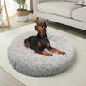 Pet Dog Bed Bedding Warm Plush Round Comfortable Dog Nest Light Grey M 70cm