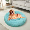 Pet Dog Bed Warm Plush Round Comfortable Nest Comfy Sleeping kennel Green M 70cm