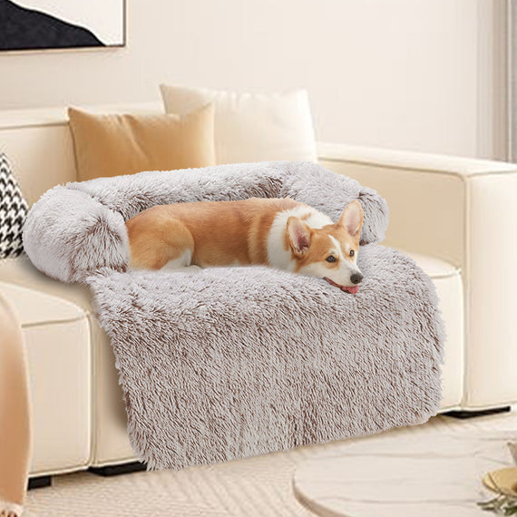 Pet Sofa Bed Dog Calming Sofa Cover Protector Cushion Plush Mat L