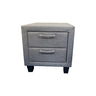 4 Pieces Storage Bedroom Suite Upholstery Fabric in Light Grey with Base Drawers Queen Size Oak Colour Bed, Bedside Table & Tallboy