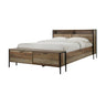 Queen Size Storage Bed Farme in Oak Colour with Particle Board Contraction and Metal Legs