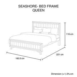 Queen Size Silver Brush Bed Frame in Acacia Wood Construction