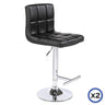 2X Black Bar Stools Faux Leather Mid High Back Adjustable Crome Base Gas Lift Swivel Chairs