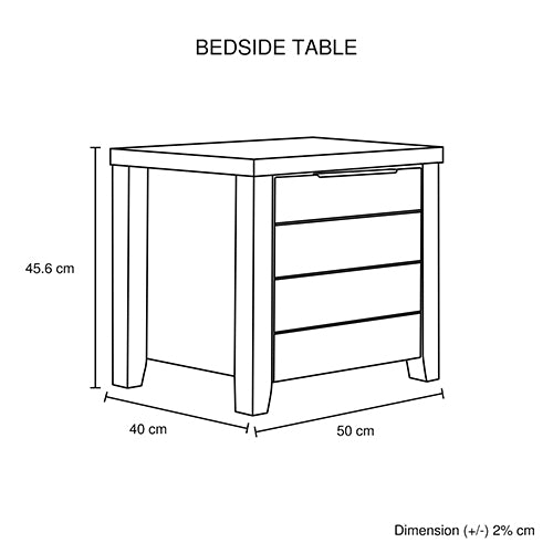 Bedside Table 2 drawers Storage Table Night Stand MDF in White Ash