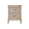 Bedside Table Oak Wood Plywood Veneer White Washed Finish Storage Drawers