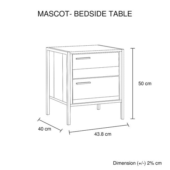 Bedside Table 2 drawers Night Stand Particle Board Construction in Oak Colour