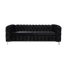 3+2 Seater Sofa Classic Button Tufted Lounge in Black Velvet Fabric with Metal Legs