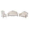 3S+2S+1X Wing Chair Oak Wood White Washed Finish Rolled Armrest Linen Sofa Fabric