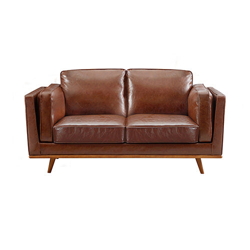 3+2Seater Sofa Brown Leather Lounge Set for Living Room Couch with Wooden Frame