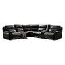 6 Seater Corner Sofa with Genuine Leather Black Armless Recliners Straight Console Lounge Set for Living Room