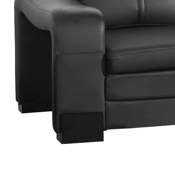 Lounge Set Luxurious 6 Seater Faux Leather Corner Sofa Living Room Couch in Black with 2x Ottomans