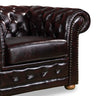 1 Seater Genuine Leather Upholstery Deep Quilting Pocket Spring Button Studding Sofa Lounge Set for Living Room Couch In Brown Colour