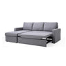 3 Seater Sofa Bed with pull Out Storage Corner Chaise Lounge Set in Grey
