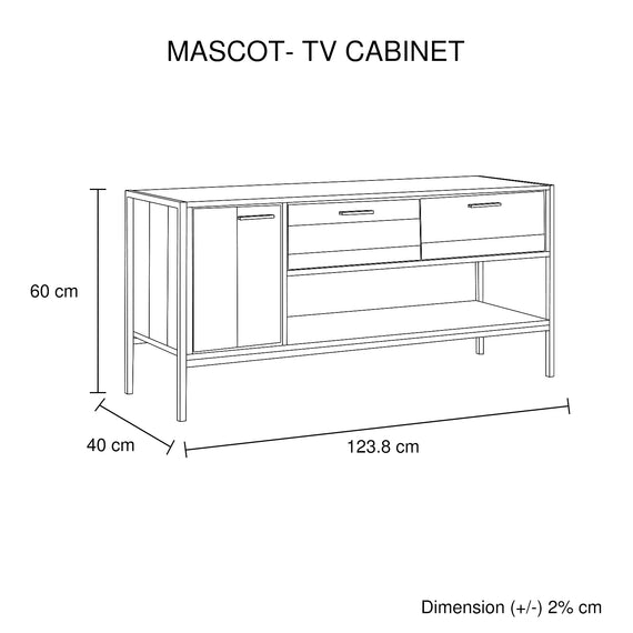 TV Cabinet with 2 Storage Drawers Cabinet Natural Wood Like Particle board Entertainment Unit in Oak colour