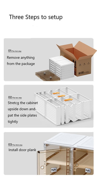 Kylin Cubes Storage Folding Cabinet Wardrobe With 8 Grids & 4 Doors & 1 Hanger