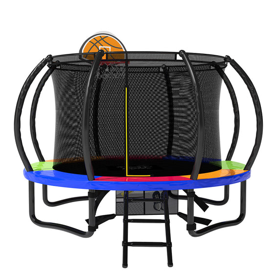 POP MASTER 6FT Curved Trampoline 5 Year Warranty Only For Frame With Free Bonus Package w/ Basketball Hoop Ladder Kids Children Outdoor - 16FT