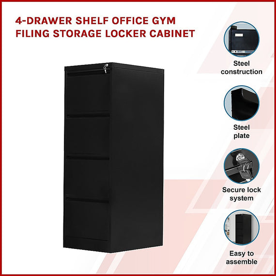 4-Drawer Shelf Office Gym Filing Storage Locker Cabinet