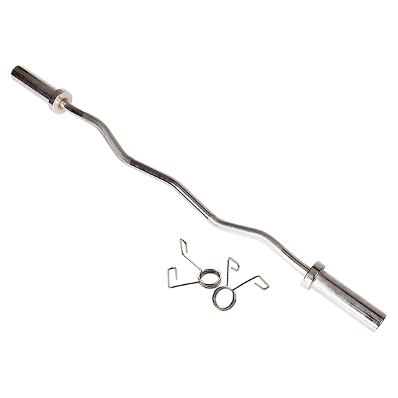 Chrome Olympic Curl Bar Barbell Heavy Duty EZ with Spring Collars