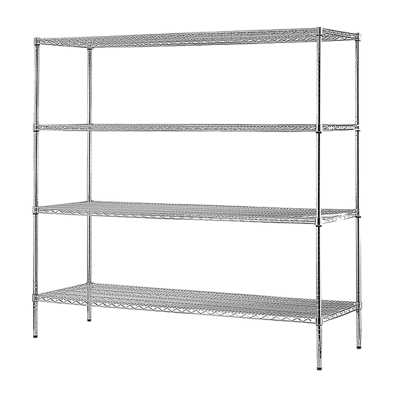 Modular Chrome Wire Storage Shelf 1500 x 350 x 1800 Steel Shelving