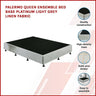 Palermo Queen Ensemble Bed Base Platinum Light Grey Linen Fabric