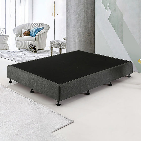 Palermo Queen Ensemble Bed Base Platinum Graphite Linen Fabric