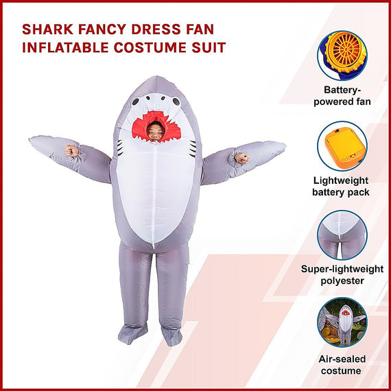 Shark Fancy Dress Fan Inflatable Costume Suit