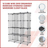 12 Cube Wire Grid Organiser Bookcase Storage Cabinet Wardrobe Closet Black