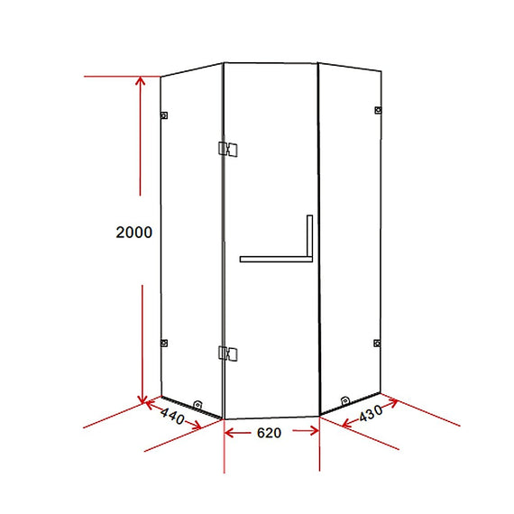 900 x 900mm Frameless 10mm Glass Shower Screen By Della Francesca