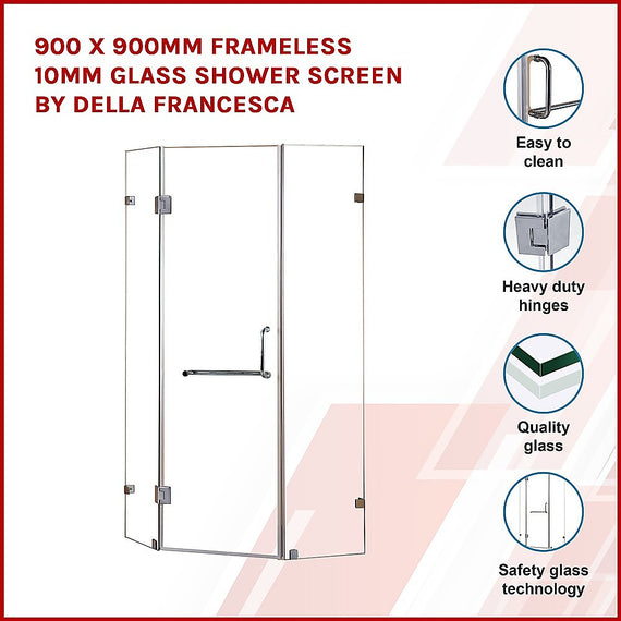 900 x 900mm Frameless 10mm Glass Shower Screen By Della Francesca