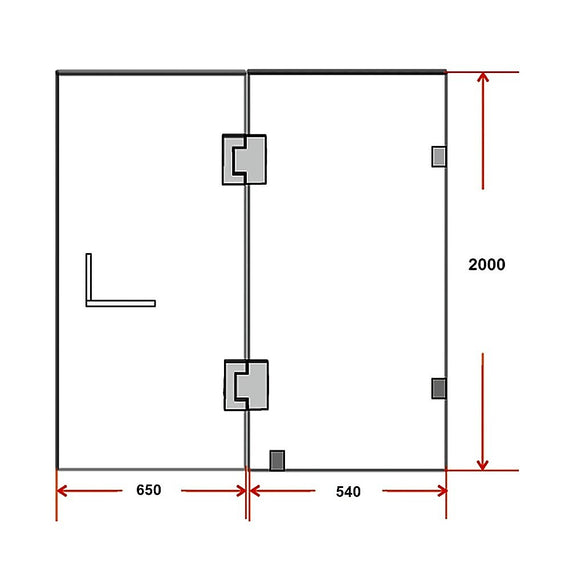 120 x 200cm Wall to Wall Frameless Shower Screen 10mm Glass By Della Francesca