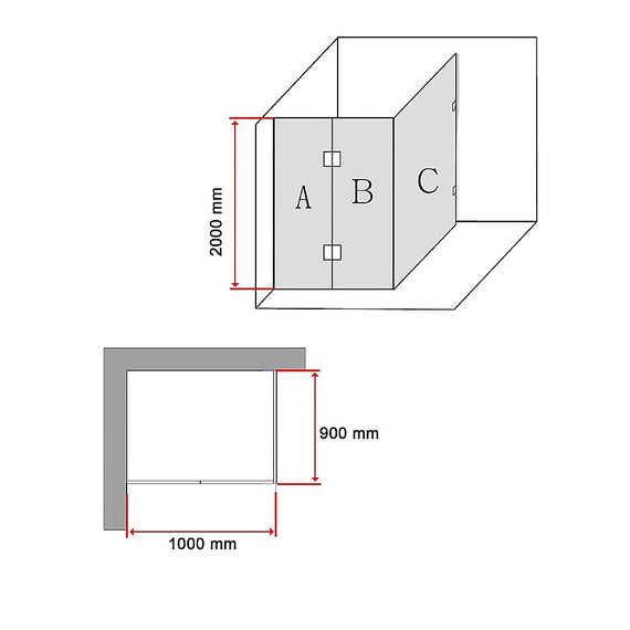 1000 x 900mm Frameless 10mm Glass Shower Screen By Della Francesca