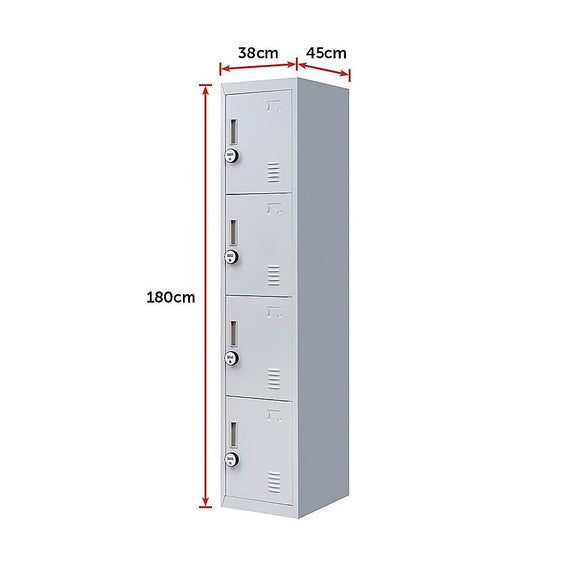 4-Door Vertical Locker for Office Gym Shed School Home Storage