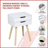 Wooden Bedside Table 2 Drawers Cabinet Storage Tall Night Stand