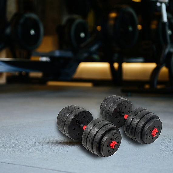 40kg Adjustable Rubber Dumbbell Set Barbell Home GYM Exercise Weights