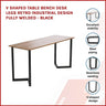 V Shaped Table Bench Desk Legs Retro Industrial Design Fully Welded - Black