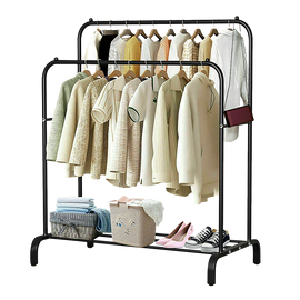 Heavy Metal Double Clothes Rail Hanging Rack Garment Display Stand Storage Shelf