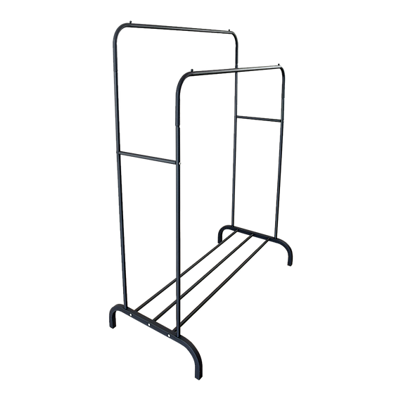 Heavy Metal Double Clothes Rail Hanging Rack Garment Display Stand Storage Shelf