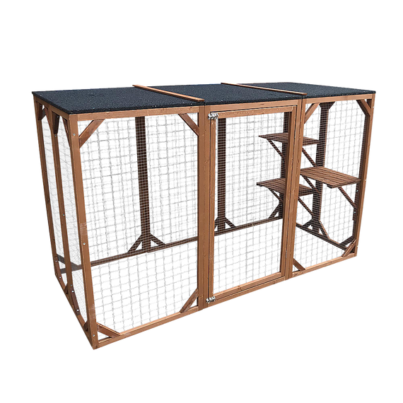 180cm Large Cat Enclosure Wooden Outdoor Cage with 3 Platforms