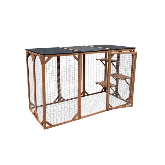 180cm Large Cat Enclosure Wooden Outdoor Cage with 3 Platforms