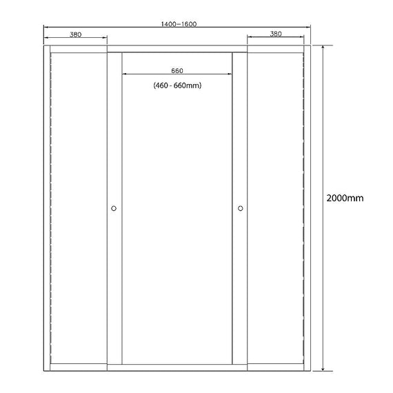 1400-1600mm Sliding Door Safety Glass Shower Screen Black By Della Francesca