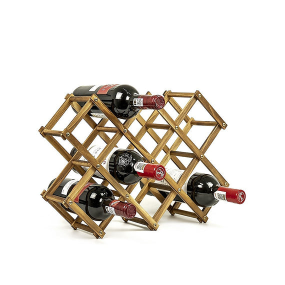 Wooden Wine Rack Freestanding 10 Bottles Countertop Storage